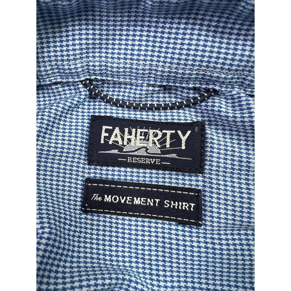 Faherty Reserve Shirt Mens XL Blue Houndstooth Movement Stretch LS - Picture 4 of 11